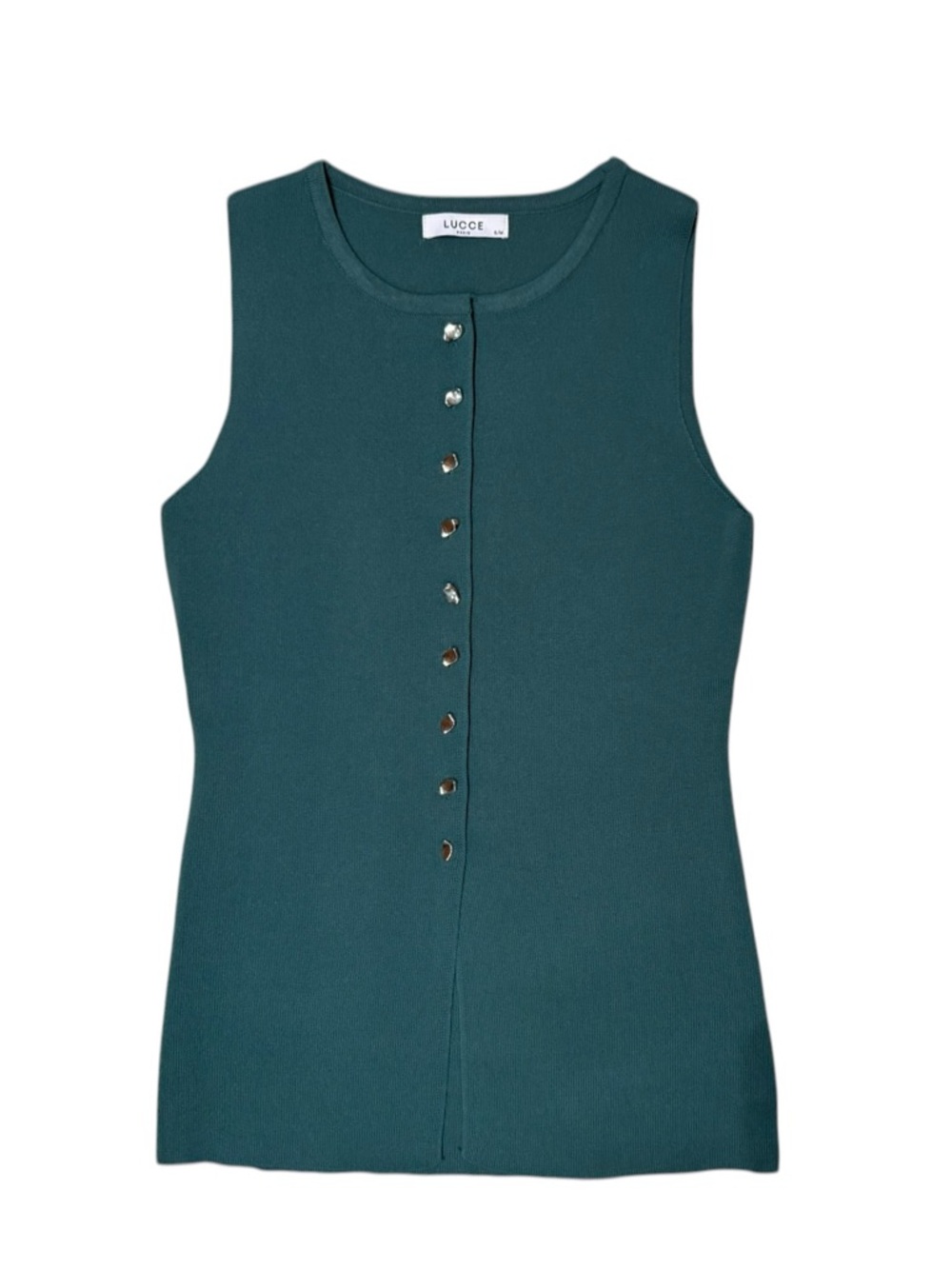 LUCCE Irregular Metal Button Longline Vest Green Size S M